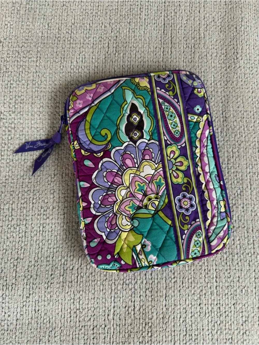 Vera Bradley Purple Paisley Floral Quilted Pouch